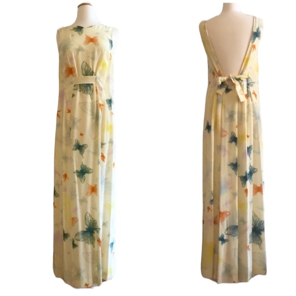 Y2K CACHAREL Floral Open Back Sleeveless Maxi Dress, Silk, Italy Sz 40, US 4 - Picture 1 of 8